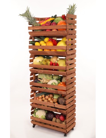 Skrzynie i skrzynki drewniane - Skrzynki na warzywa na kółkach RAWA /szer.57cm - Brązowe - product 6