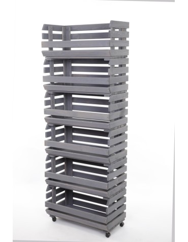 Skrzynie i skrzynki drewniane - Skrzynki na warzywa na kółkach RAWA /szer.57cm - Szare - product 3