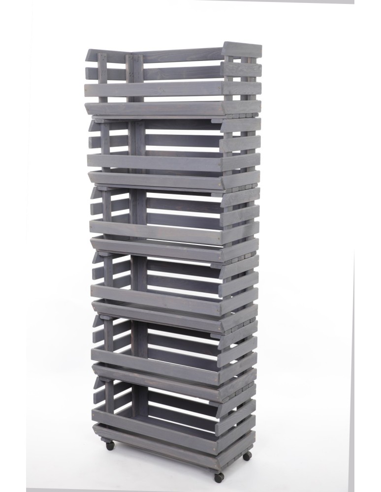 Skrzynie i skrzynki drewniane - Skrzynki na warzywa na kółkach RAWA /szer.57cm - Szare - product b2b.wamar.biz 3