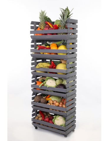 Skrzynie i skrzynki drewniane - Skrzynki na warzywa na kółkach RAWA /szer.57cm - Szare - product 6