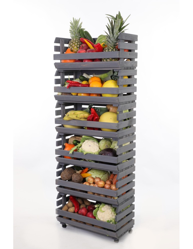 Skrzynie i skrzynki drewniane - Skrzynki na warzywa na kółkach RAWA /szer.57cm - Szare - product b2b.wamar.biz 6