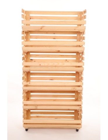 Skrzynie i skrzynki drewniane - Skrzynki na warzywa na kółkach RAWA /szer.77cm - Naturalne - product 4