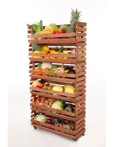 Skrzynie i skrzynki drewniane - Skrzynki na warzywa na kółkach RAWA /szer.77cm - Brązowe - product 6