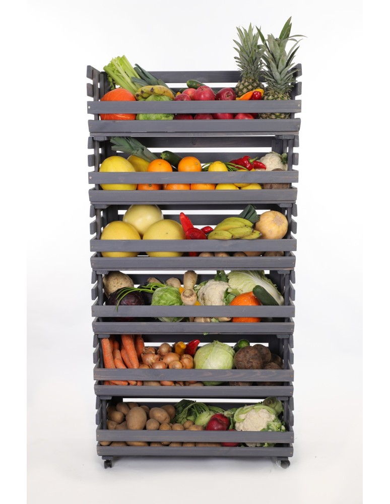 Skrzynie i skrzynki drewniane - Skrzynki na warzywa na kółkach RAWA /szer.77cm - Szare - product b2b.wamar.biz 2