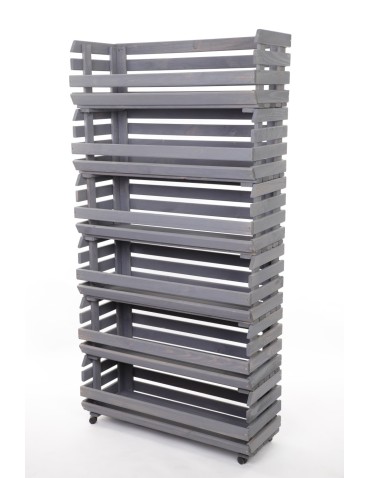 Skrzynie i skrzynki drewniane - Skrzynki na warzywa na kółkach RAWA /szer.77cm - Szare - product 3