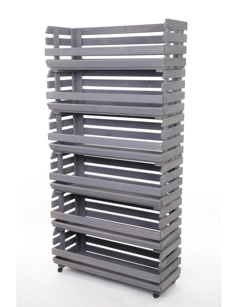 Skrzynie i skrzynki drewniane - Skrzynki na warzywa na kółkach RAWA /szer.77cm - Szare - product b2b.wamar.biz 3