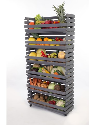 Skrzynie i skrzynki drewniane - Skrzynki na warzywa na kółkach RAWA /szer.77cm - Szare - product 6