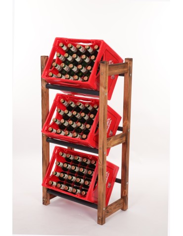 Stojak na Skrzynki (3szt) 108X53X32cm Brązowe Opalane Drewno/Czarny Plastik - product 2