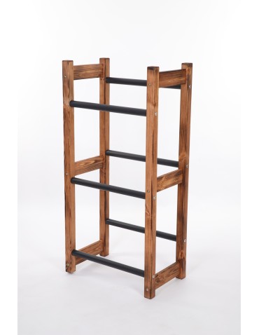 Regały - Stojak na Skrzynki (3szt) 108X53X32cm Brązowe Opalane Drewno/Czarny Plastik - product 4