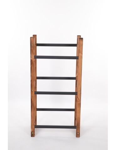 Regały - Stojak na Skrzynki (3szt) 108X53X32cm Brązowe Opalane Drewno/Czarny Plastik - product 5