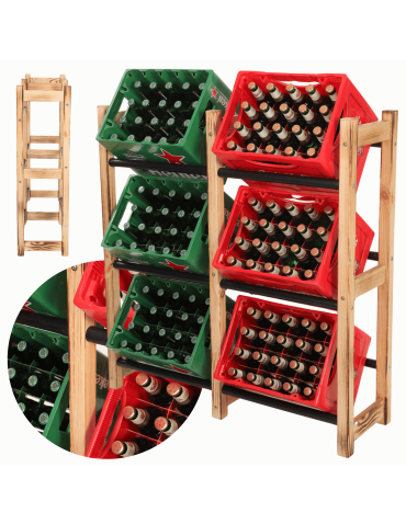 Regał na Skrzynki Transportowe (6szt) 108X102X32cm Naturalne Opalane Drewno/Plastik