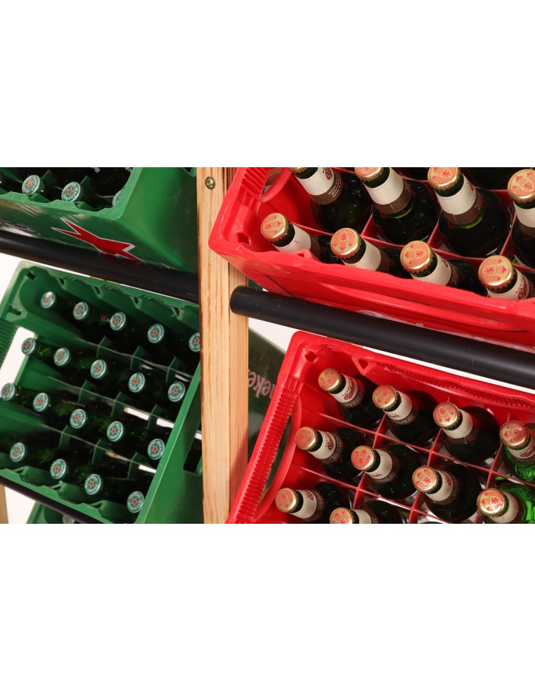 Regały - Regał na Skrzynki Transportowe (6szt) 108X102X32cm Naturalne Opalane Drewno/Plastik - product b2b.wamar.biz 2