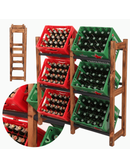 Regał na Skrzynki Transportowe (6szt) 108X102X32cm Brązowe Opalane Drewno/Plastik