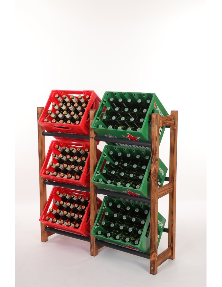 Regały - Regał na Skrzynki Transportowe (6szt) 108X102X32cm Brązowe Opalane Drewno/Plastik - produkt b2b.wamar.biz 3