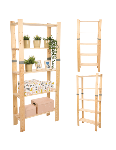 Regał drewniany na książki regał na zabawki regał do spiżarni 179cm SOSNOWY