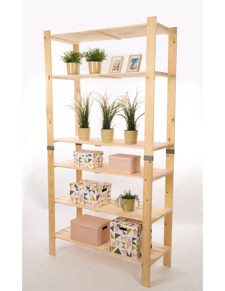 Regały drewniane - Regał drewniany na książki regał na zabawki regał do spiżarni 230cm SOSNOWY - product b2b.wamar.biz 2