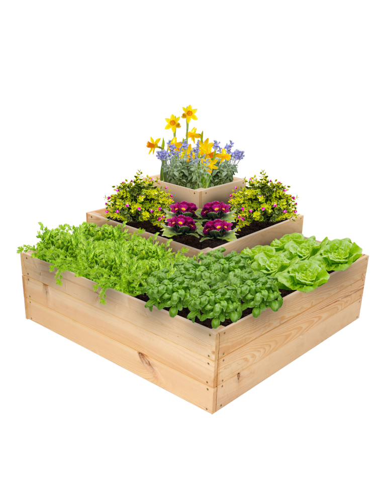 Uprawowe skrzynie ogrodowe- Warzywniaki- skrzynia do uprawy - Piętrowa skrzynia na warzywa narożna drewniany warzywnik 45x90x90 GRATISY - product b2b.wamar.biz 2