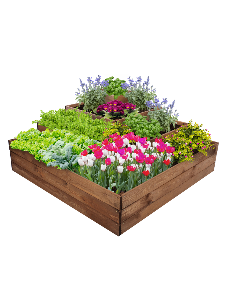 Uprawowe skrzynie ogrodowe- Warzywniaki- skrzynia do uprawy - Narożna skrzynia podwyższana na warzywa drewniany warzywniak 54x120x120 EKO - product b2b.wamar.biz 2