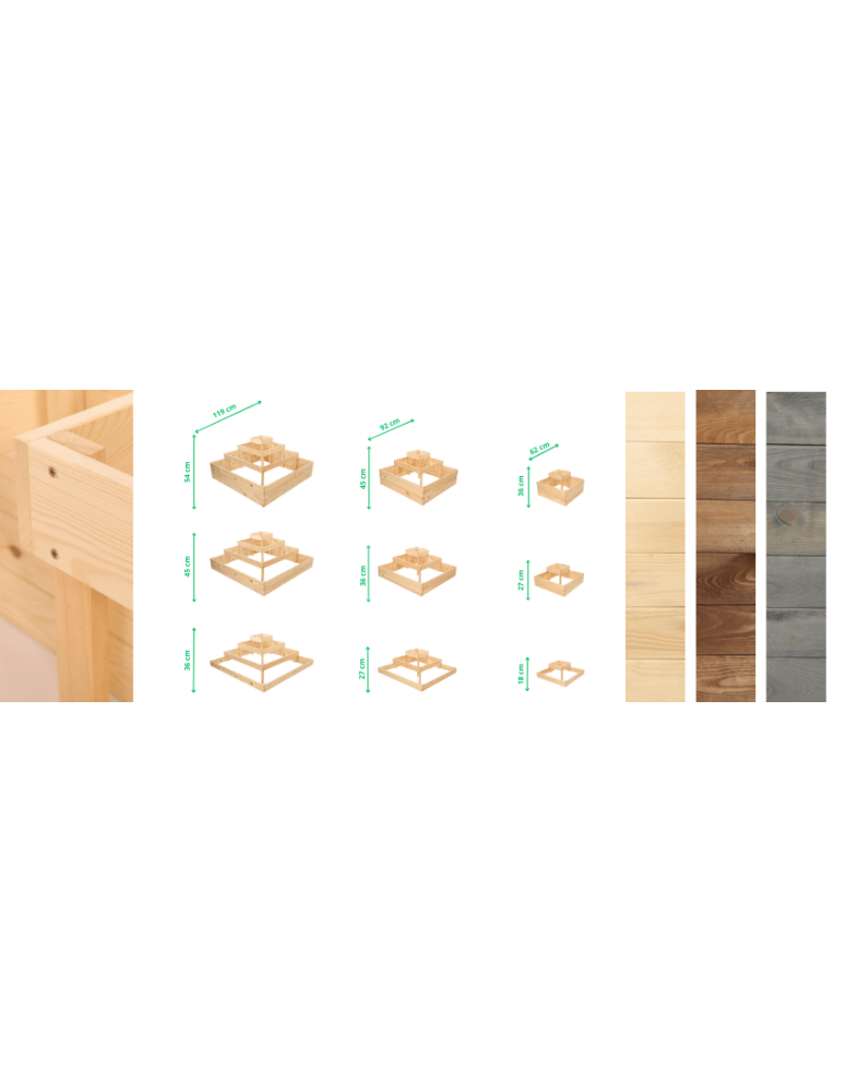 Uprawowe skrzynie ogrodowe- Warzywniaki- skrzynia do uprawy - Narożna skrzynia podwyższana na warzywa drewniany warzywniak 54x120x120 EKO - product b2b.wamar.biz 8