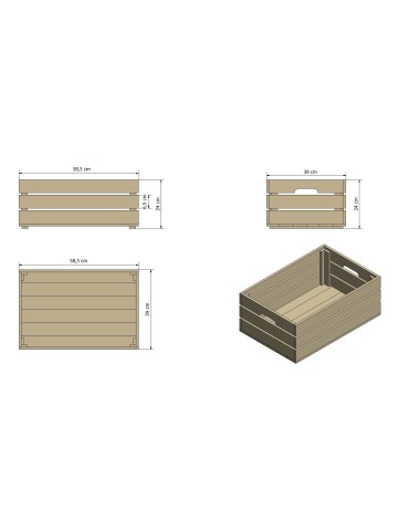 Skrzynie i skrzynki drewniane - Drewniana skrzynka na warzywa skrzyneczka skrzynki drewniane 60x40 DUŻA EKO - product 16