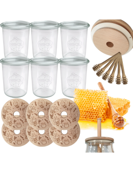 Słoiki na miód WECK zestaw słoików do miodu z nabierakiem 160ml W1 6szt EKO