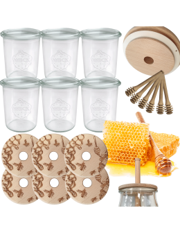 Słoiki na miód WECK zestaw słoików do miodu z nabierakiem 160ml W2 6szt EKO