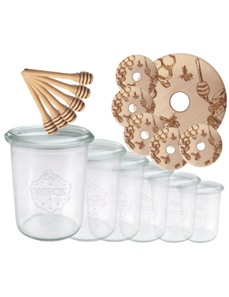 Słoiki weck - Słoiki na miód WECK zestaw słoików do miodu z nabierakiem 160ml W2 6szt EKO - product b2b.wamar.biz 2
