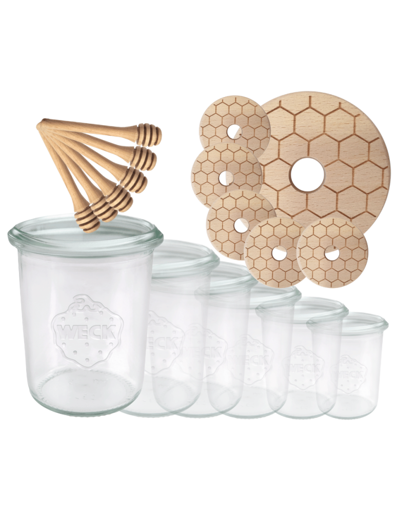 Słoiki weck - Słoiki na miód WECK zestaw słoików do miodu z nabierakiem 160ml W3 6szt EKO - product b2b.wamar.biz 2