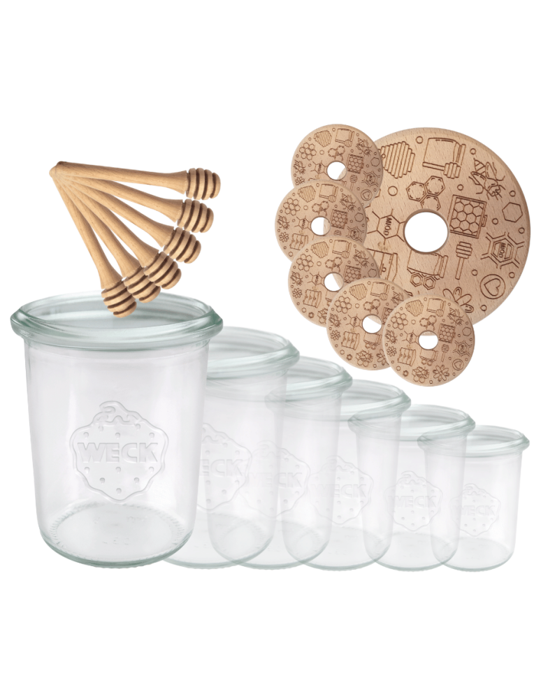 Słoiki weck - Słoiki na miód WECK zestaw słoików do miodu z nabierakiem 160ml W4 6szt EKO - product b2b.wamar.biz 2