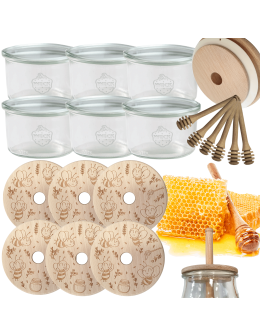 Słoiki na miód WECK zestaw słoików do miodu z nabierakiem 200ml W1 6szt EKO
