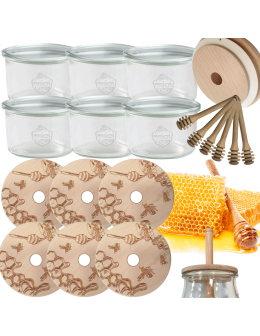 Słoiki na miód WECK zestaw słoików do miodu z nabierakiem 200ml W2 6szt EKO