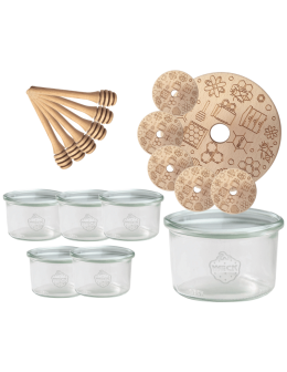 Słoiki na miód WECK zestaw słoików do miodu z nabierakiem 200ml W4 6szt EKO