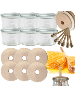 Słoiki na miód WECK zestaw słoików do miodu z nabierakiem 200ml W5 6szt EKO