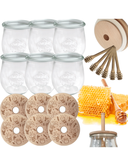 Słoiki na miód WECK zestaw słoików do miodu z nabierakiem 220ml W1 6szt EKO