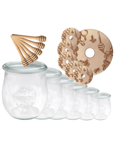 Słoiki na miód WECK zestaw słoików do miodu z nabierakiem 220ml W2 6szt EKO - product 2