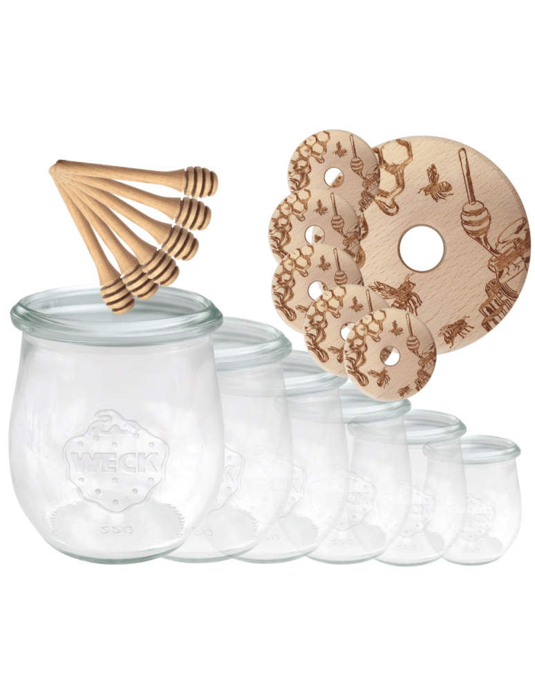 Słoiki weck - Słoiki na miód WECK zestaw słoików do miodu z nabierakiem 220ml W2 6szt EKO - product b2b.wamar.biz 2