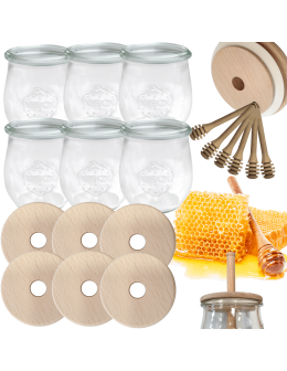 Słoiki na miód WECK zestaw słoików do miodu z nabierakiem 220ml W5 6szt EKO