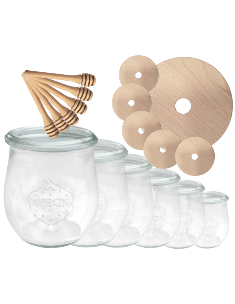 Słoiki weck - Słoiki na miód WECK zestaw słoików do miodu z nabierakiem 220ml W5 6szt EKO - produkt b2b.wamar.biz 2