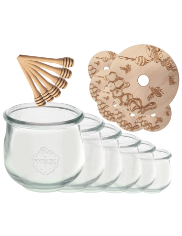 Słoiki na miód WECK zestaw słoików do miodu z nabierakiem 370ml W2 6szt EKO - product 2