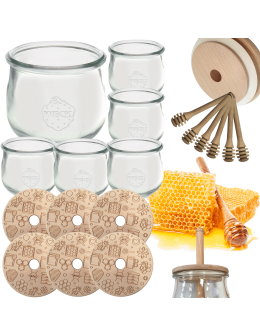 Słoiki na miód WECK zestaw słoików do miodu z nabierakiem 370ml W4 6szt EKO