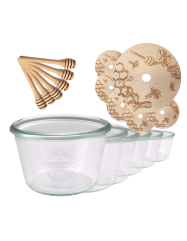 Słoiki na miód WECK zestaw słoików do miodu z nabierakiem 370ml W2 6szt EKO - product 2