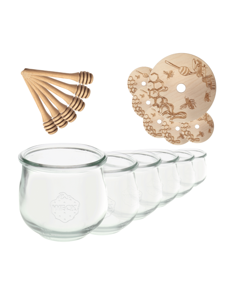 Słoiki weck - Słoiki na miód WECK zestaw słoików do miodu z nabierakiem 580ml W2 6szt EKO - product b2b.wamar.biz 2