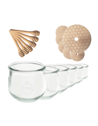 Słoiki na miód WECK zestaw słoików do miodu z nabierakiem 580ml W3 6szt EKO - product 2