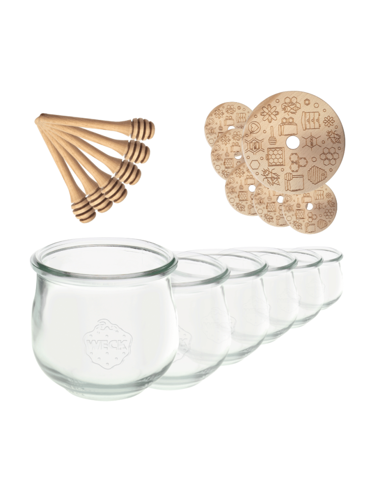 Słoiki weck - Słoiki na miód WECK zestaw słoików do miodu z nabierakiem 580ml W4 6szt EKO - produkt b2b.wamar.biz 2