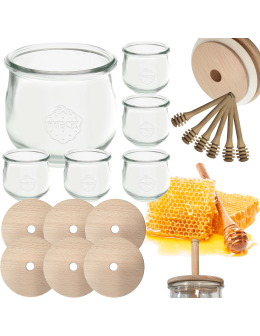 Słoiki na miód WECK zestaw słoików do miodu z nabierakiem 580ml W5 6szt EKO