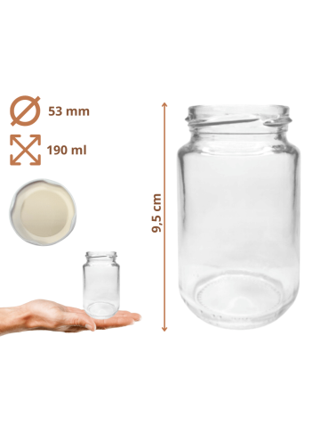 Słoiki - Słoik 190ml KOMPLET z POKRYWKĄ słoik dżemy konfitury przyprawy deserki 53mm - product 3