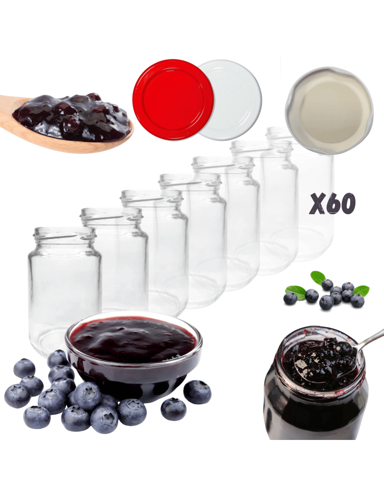 Słoiki - Słoiki 190ml 60x KOMPLET z POKRYWKĄ dżemy konfitury przyprawy deserki 53mm - product b2b.wamar.biz 1