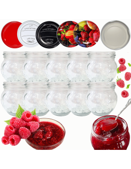 Słoiki 215ml 10 KOMPLETÓW z POKRYWKĄ dżemy konfitury przyprawy deserki 66mm