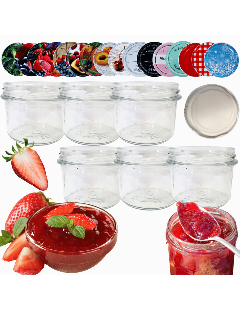 Słoiki - Słoiki 235ml 6 KOMPLETÓW z POKRYWKĄ dżemy konfitury przyprawy deserki 82mm - product b2b.wamar.biz 1
