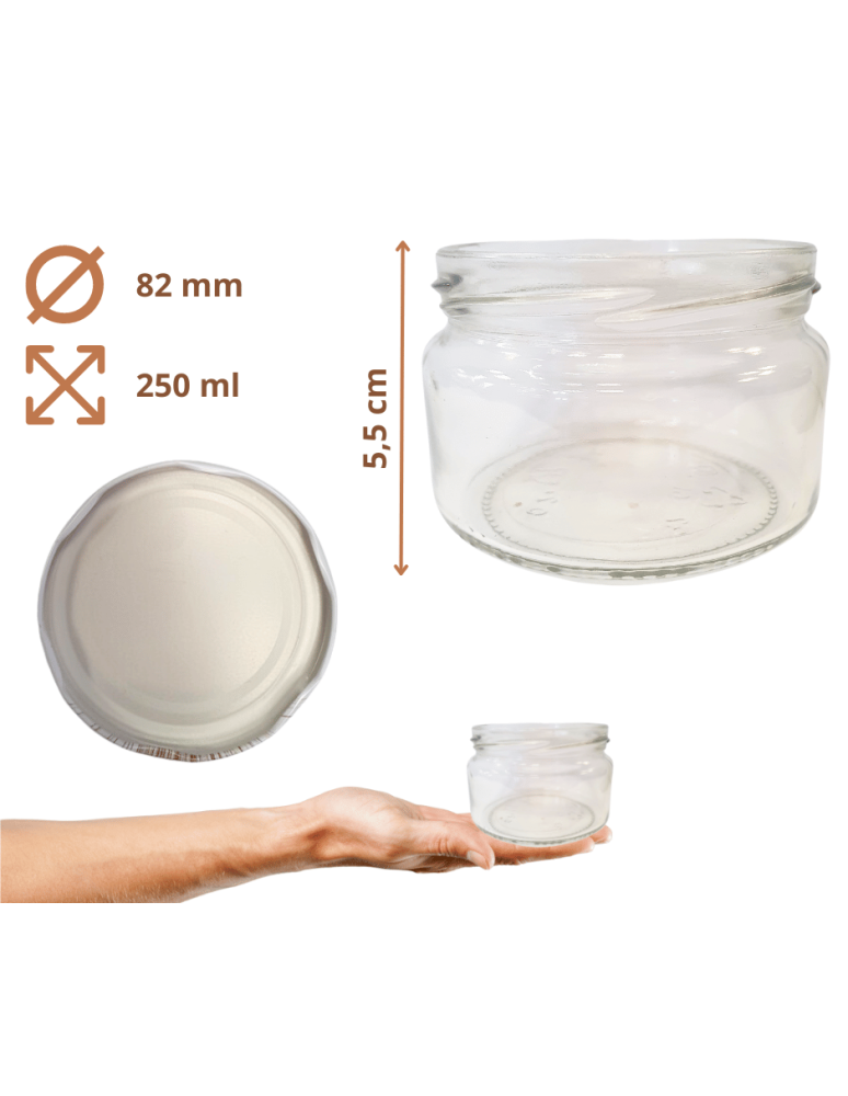 Słoiki - Słoiki 250ml słoiczki na dżem przyprawy deserki konfitury 6szt. 82mm PZH - product b2b.wamar.biz 3